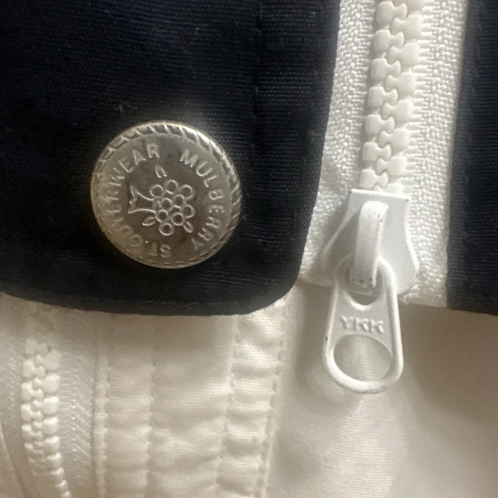 Vintage 90s Mulberry Street Navy Nautical Hooded Snap / Zip Jacket Womens Large